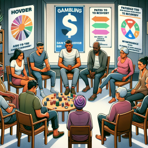 How do support groups aid in gambling addiction recovery?