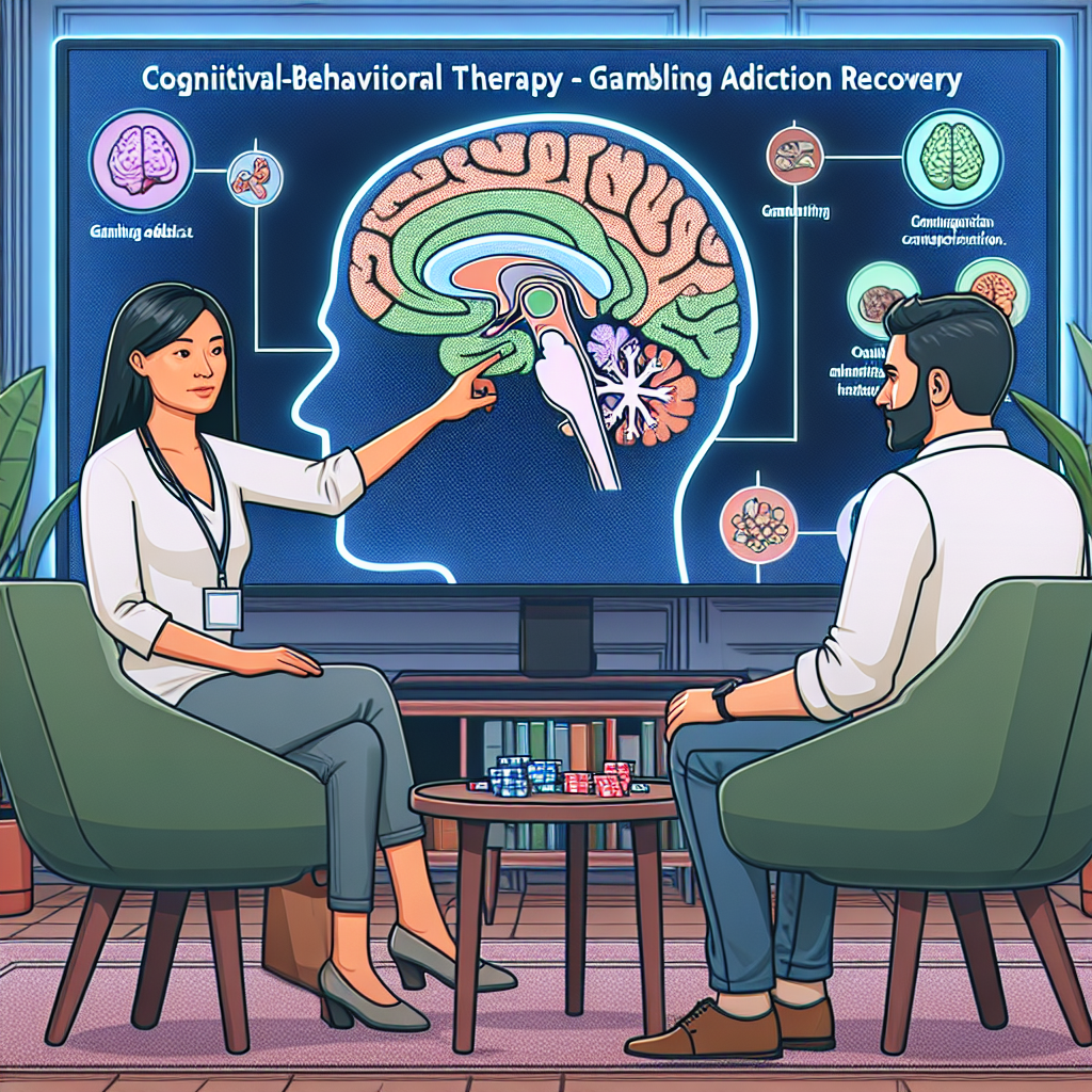 How does cognitive-behavioral therapy aid in gambling addiction recovery?