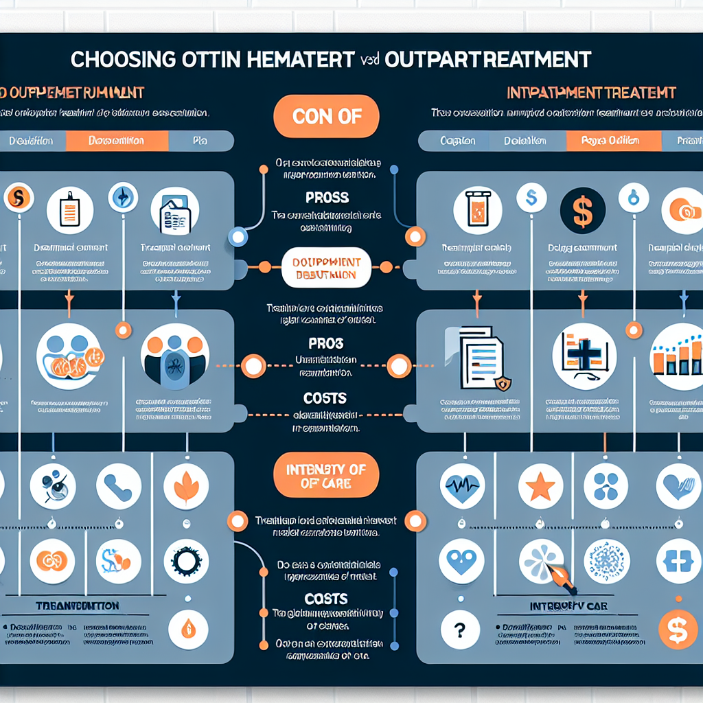 What should I consider when choosing between inpatient and outpatient treatment for drug addiction?