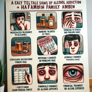 What are the early signs of alcohol addiction in a family member?