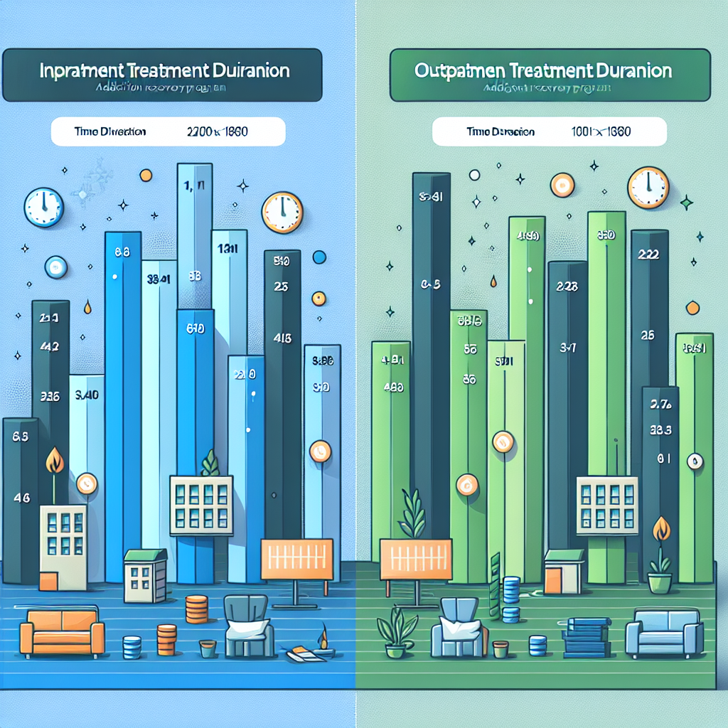 How does the duration of treatment differ between inpatient and outpatient addiction recovery?